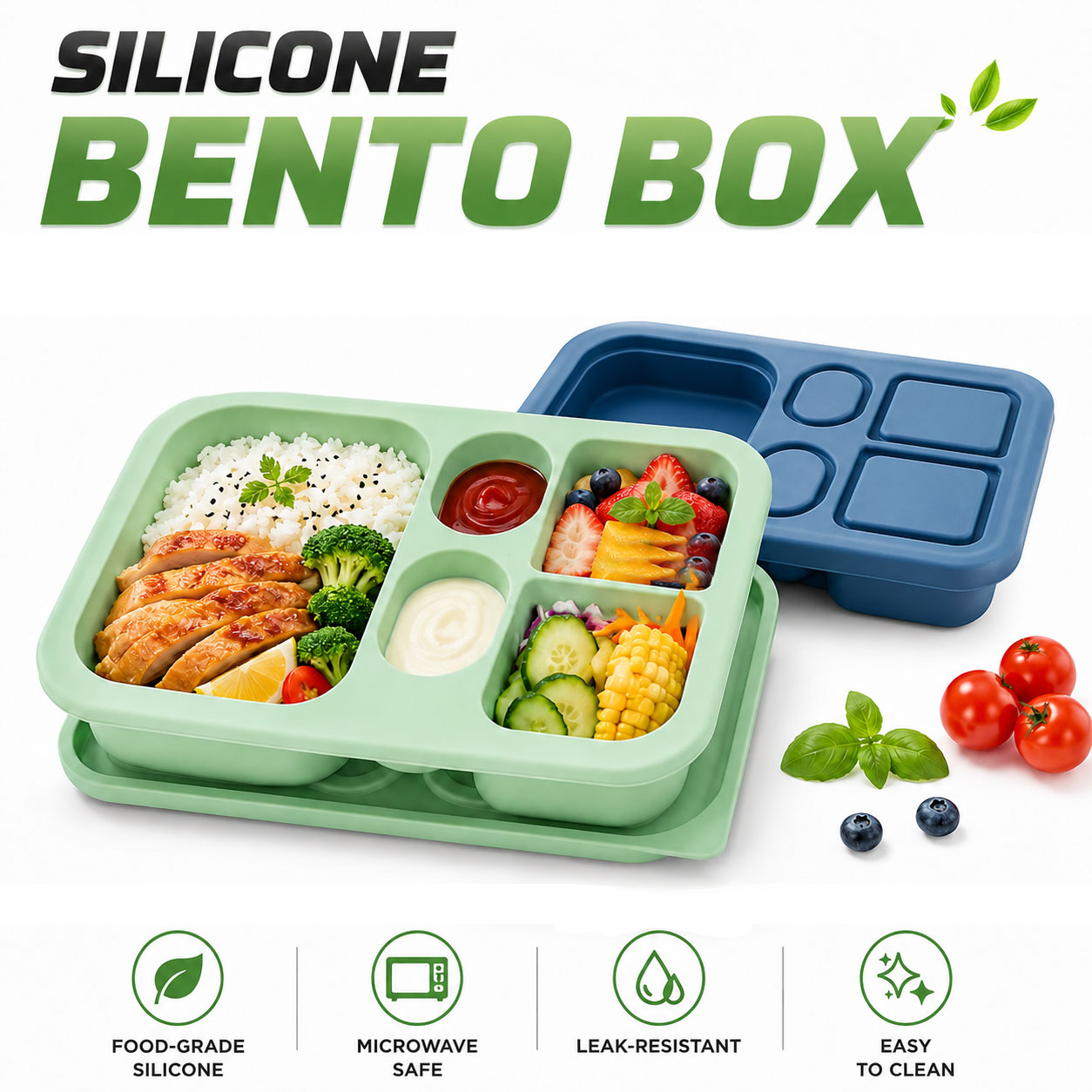 Food Snacks For 1 Year Old - Taşınabilir Silikon Bento Öğle Yemeği Kutusu