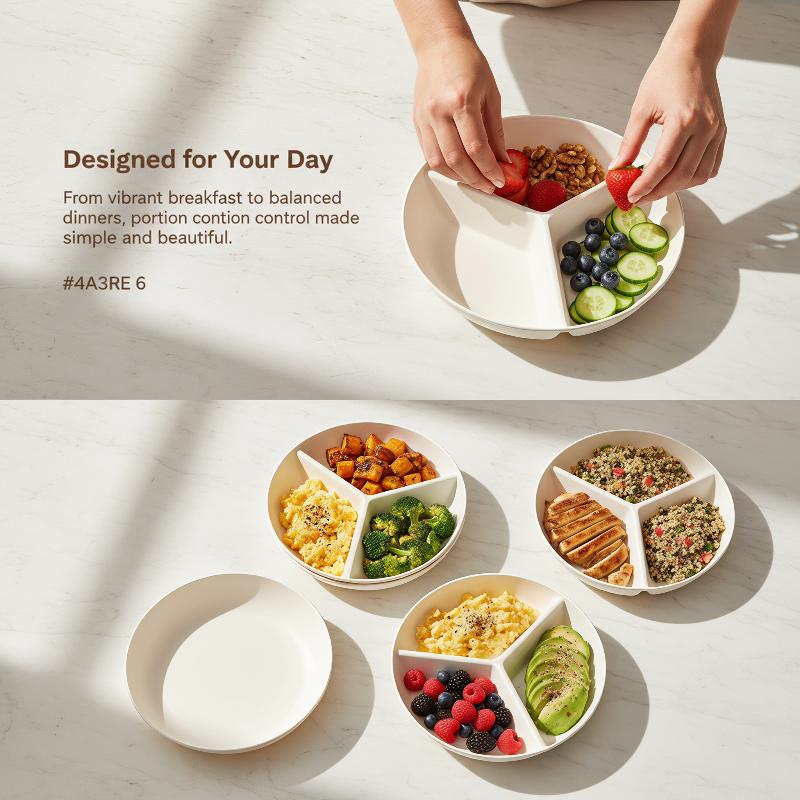 Food Platter Snacks - 3 Bölmeli Izgara Şeklinde Yemek Tabağı